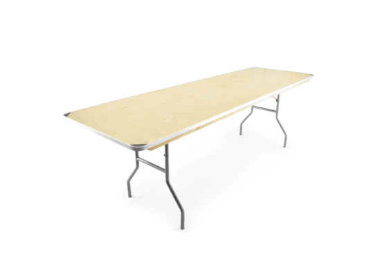 8 foot birchwood banquet table rental in Cleburne TX — seats 8 to 10 guests
