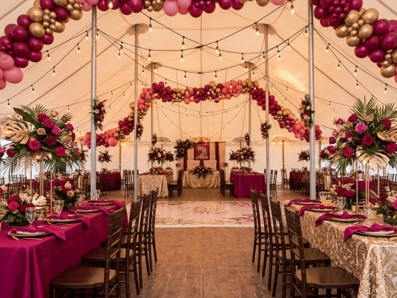 Fruitwood chiavari chair at quinceañera setup in Mansfield TX — Boot & Barrel Event Co. rental
