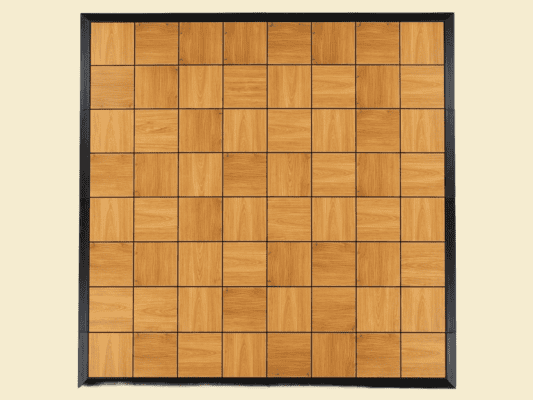 English chestnut indoor portable dance floor tile rental with black border trim — Boot & Barrel Event Co. Cleburne TX