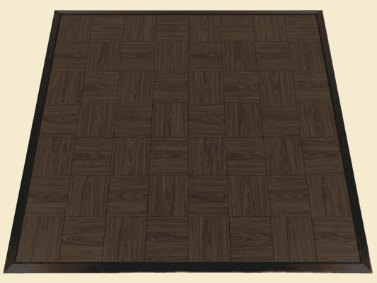 Espresso oak indoor portable dance floor tile rental with black border trim — Boot & Barrel Event Co. Cleburne TX