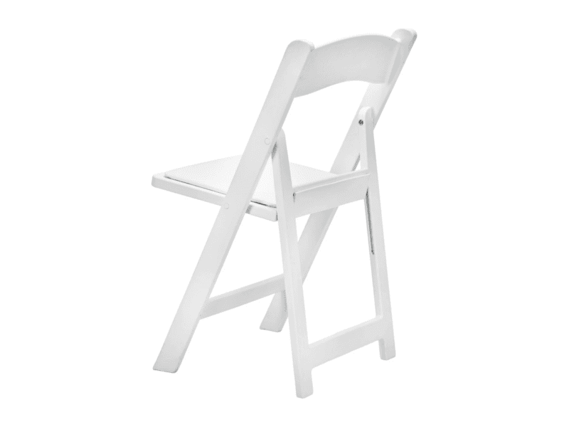 White WoodGrain resin folding chair rental in Benbrook TX — Boot & Barrel Event Co.