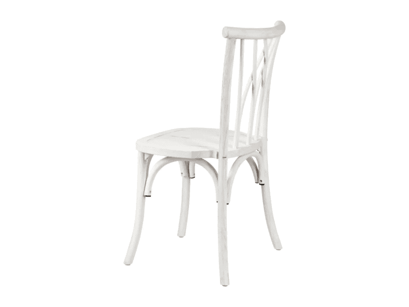 Distressed white willow chair rental in Rio Vista TX — Boot & Barrel Event Co.