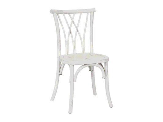 Distressed white willow chair rental in Joshua TX — Boot & Barrel Event Co.
